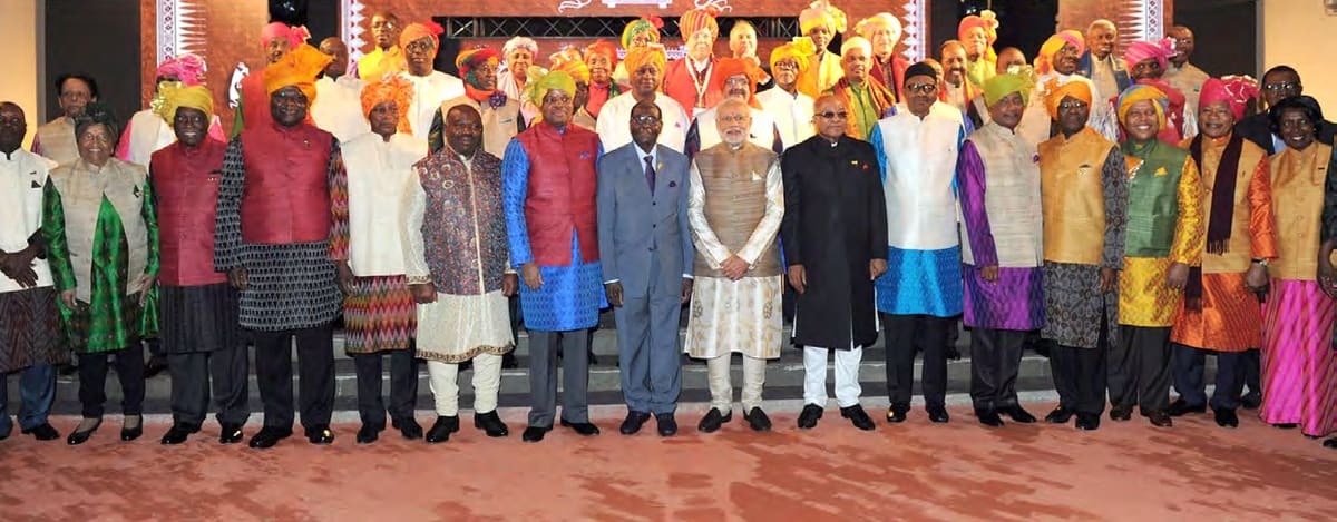 Prime Minister Narendra Modi with an Africa delegation